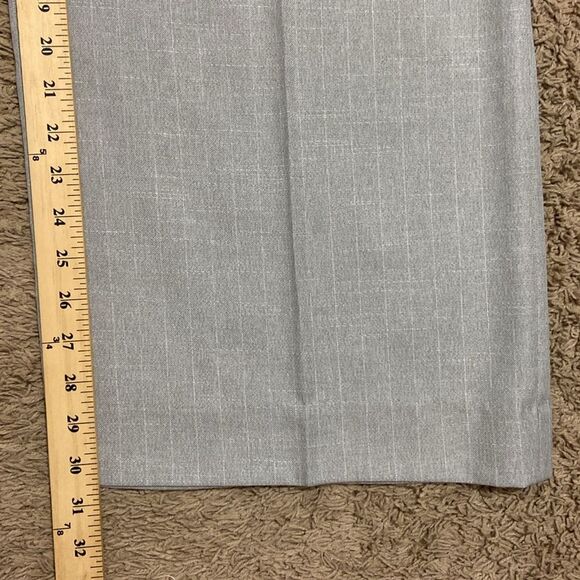 Long Tall Sally Grey Check Flat Front Wide Leg Pants size 16 Tall Career Work - Picture 10 of 12